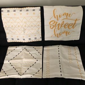 4 piece Home sweet home design indoor outdoor linen throw pillow covers